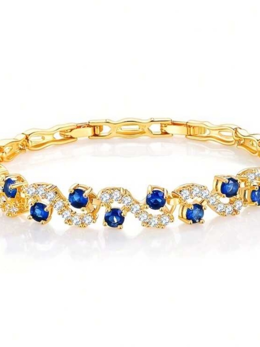 Rhinestone Bracelet with Blue Crystal Accents